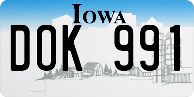 IA license plate DOK991