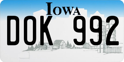 IA license plate DOK992