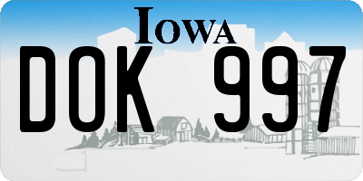 IA license plate DOK997
