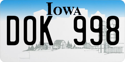 IA license plate DOK998