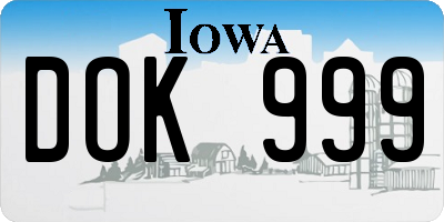 IA license plate DOK999