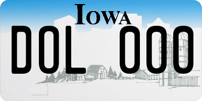 IA license plate DOL000