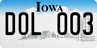 IA license plate DOL003