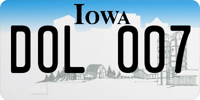 IA license plate DOL007