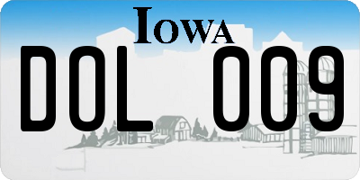 IA license plate DOL009