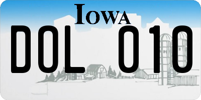 IA license plate DOL010