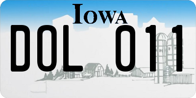 IA license plate DOL011