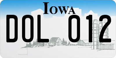 IA license plate DOL012