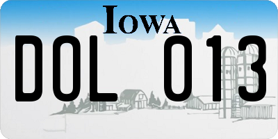 IA license plate DOL013