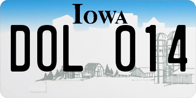 IA license plate DOL014