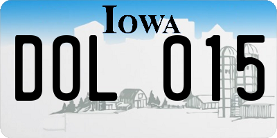 IA license plate DOL015