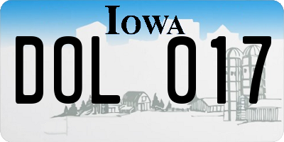 IA license plate DOL017