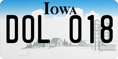 IA license plate DOL018