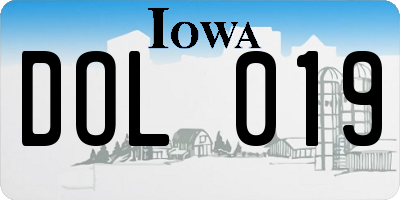 IA license plate DOL019