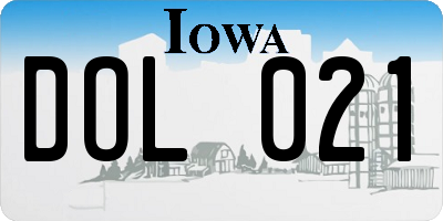 IA license plate DOL021