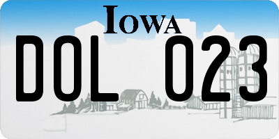 IA license plate DOL023