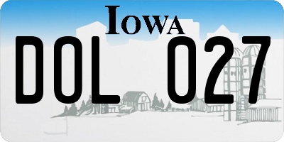 IA license plate DOL027