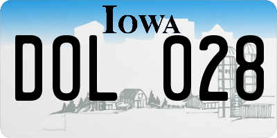 IA license plate DOL028