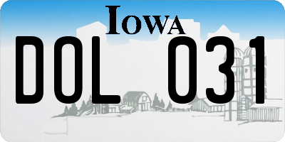 IA license plate DOL031