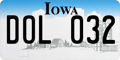 IA license plate DOL032