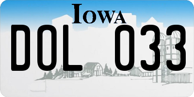 IA license plate DOL033