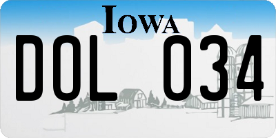 IA license plate DOL034