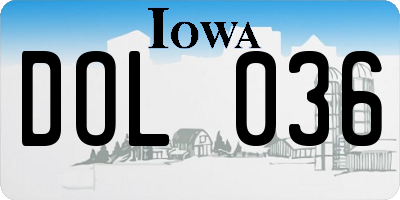 IA license plate DOL036