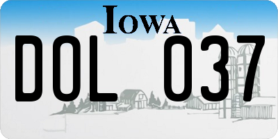 IA license plate DOL037