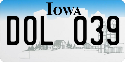 IA license plate DOL039