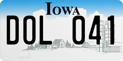 IA license plate DOL041