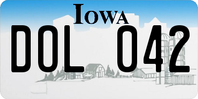 IA license plate DOL042