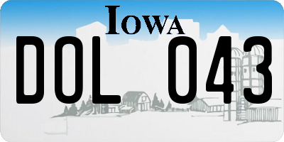 IA license plate DOL043