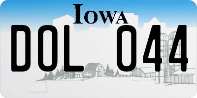 IA license plate DOL044