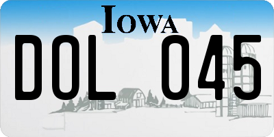 IA license plate DOL045