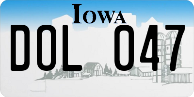 IA license plate DOL047