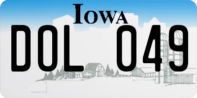 IA license plate DOL049