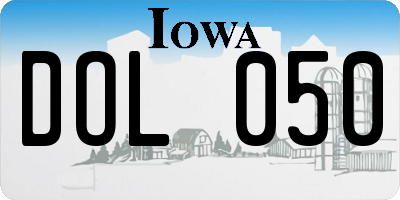 IA license plate DOL050