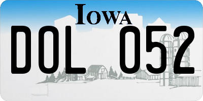 IA license plate DOL052