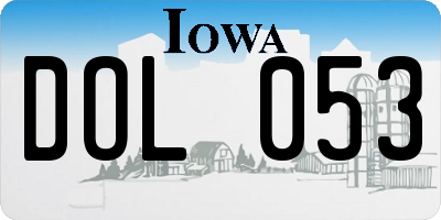 IA license plate DOL053