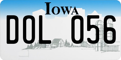 IA license plate DOL056