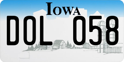 IA license plate DOL058