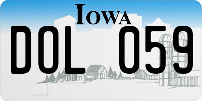 IA license plate DOL059