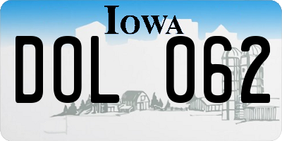 IA license plate DOL062