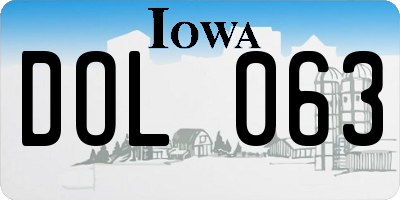 IA license plate DOL063