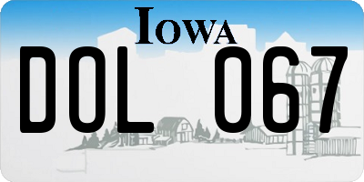 IA license plate DOL067