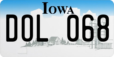 IA license plate DOL068
