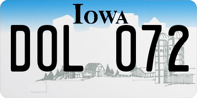 IA license plate DOL072