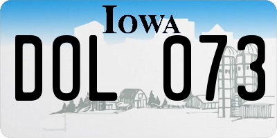 IA license plate DOL073
