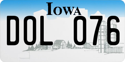 IA license plate DOL076