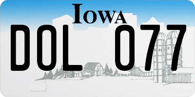 IA license plate DOL077